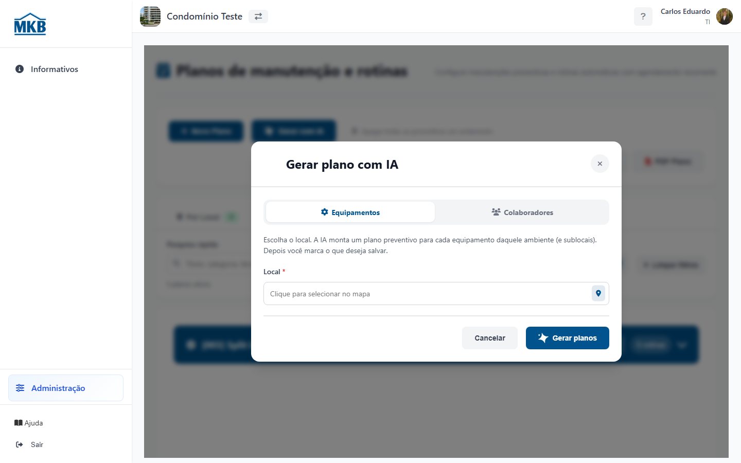 Gerar plano com IA.