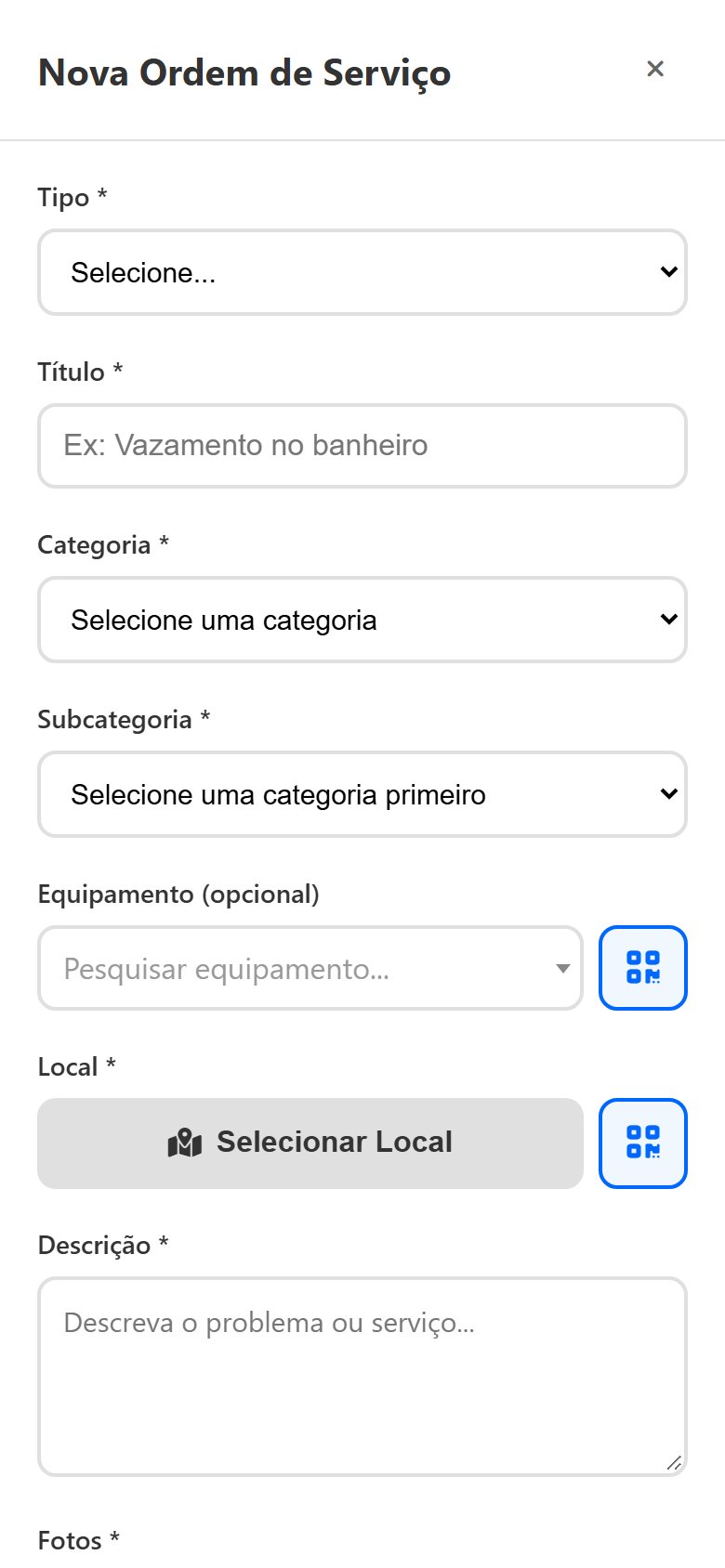 Nova ordem de serviço no aplicativo.