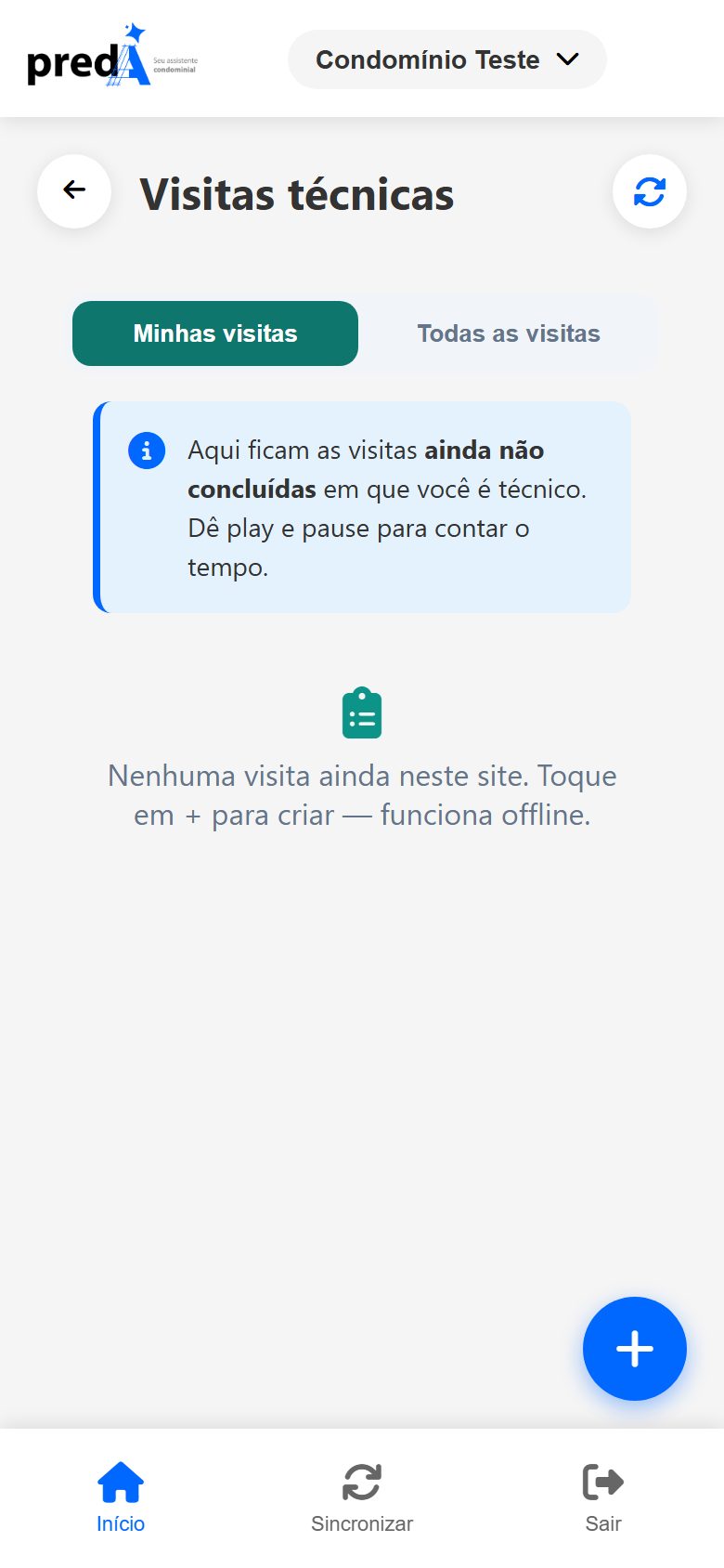 Visita técnica no aplicativo.